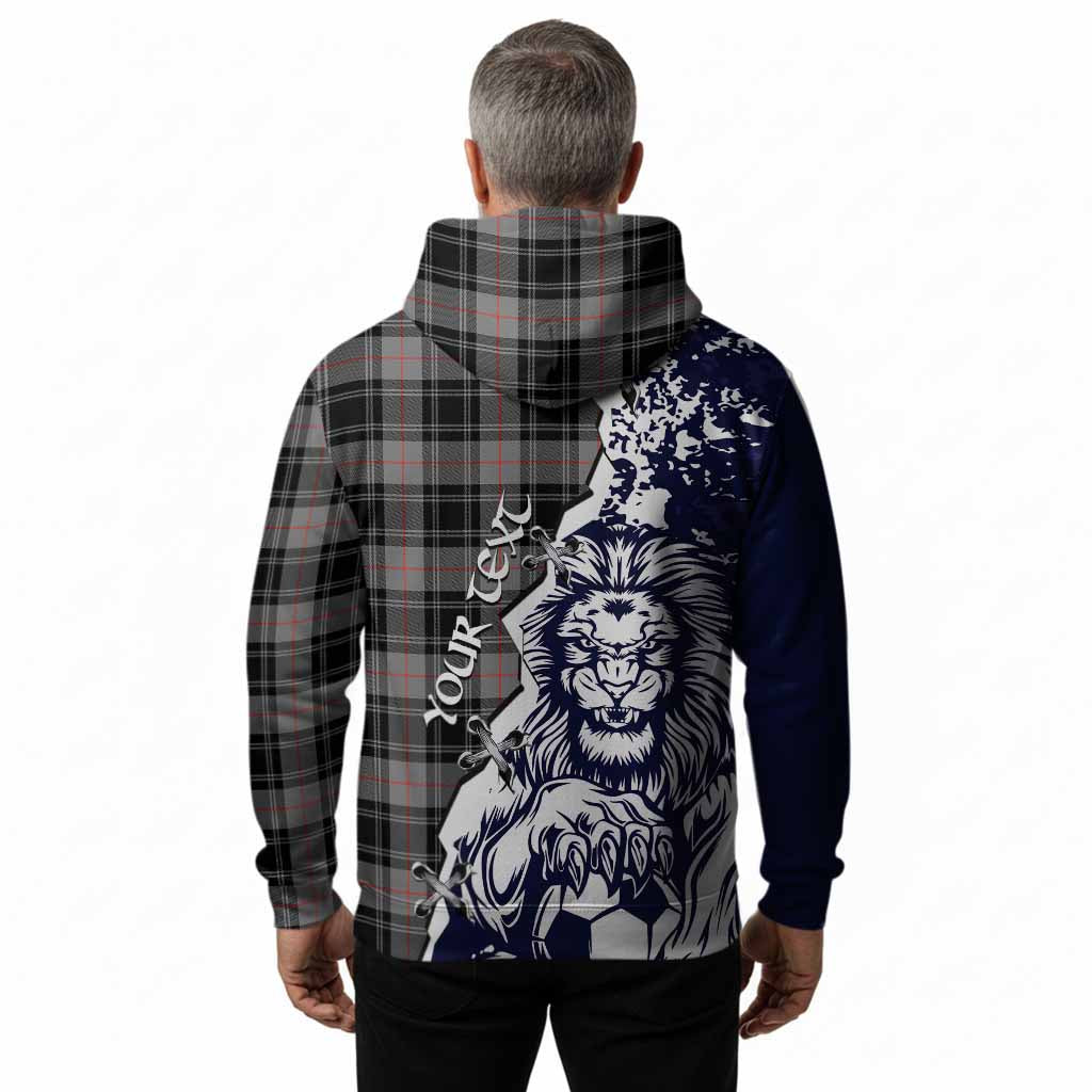 Moffat Tartan Scottish Hoodie Angry Lion With Soccer Ball Style