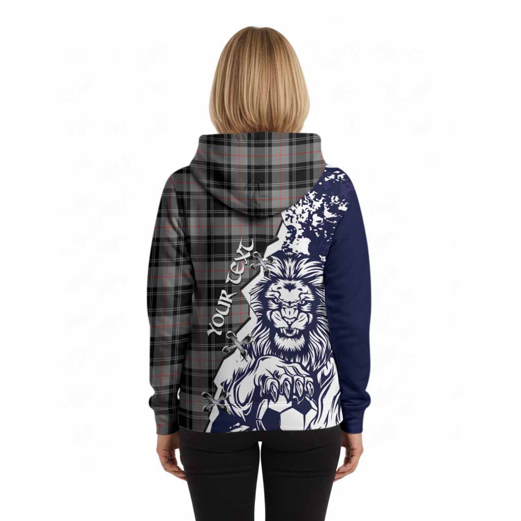 Moffat Tartan Scottish Hoodie Angry Lion With Soccer Ball Style