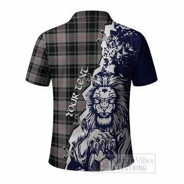 Moffat Tartan Scottish Polo Shirt Angry Lion With Soccer Ball Style