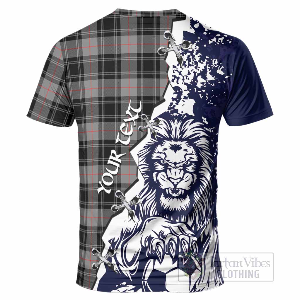 Moffat Tartan Scottish T-Shirt Angry Lion With Soccer Ball Style