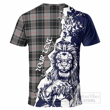 Moffat Tartan Scottish T-Shirt Angry Lion With Soccer Ball Style