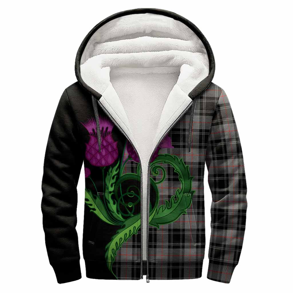 Moffat Tartan Sherpa Hoodie Traditional Scottish Thistle
