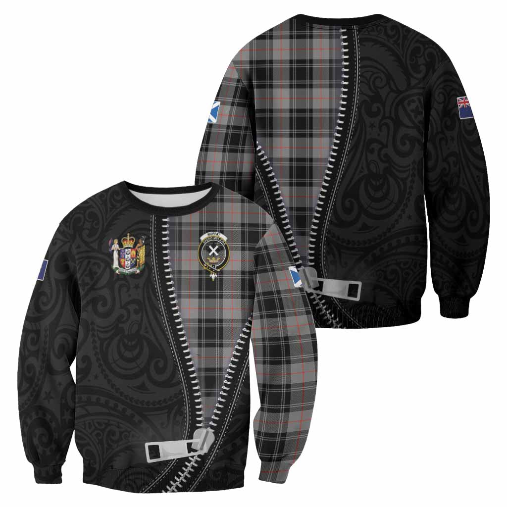 Moffat Tartan Sweatshirt New Zealand Pattern Unique Zipper Stylized