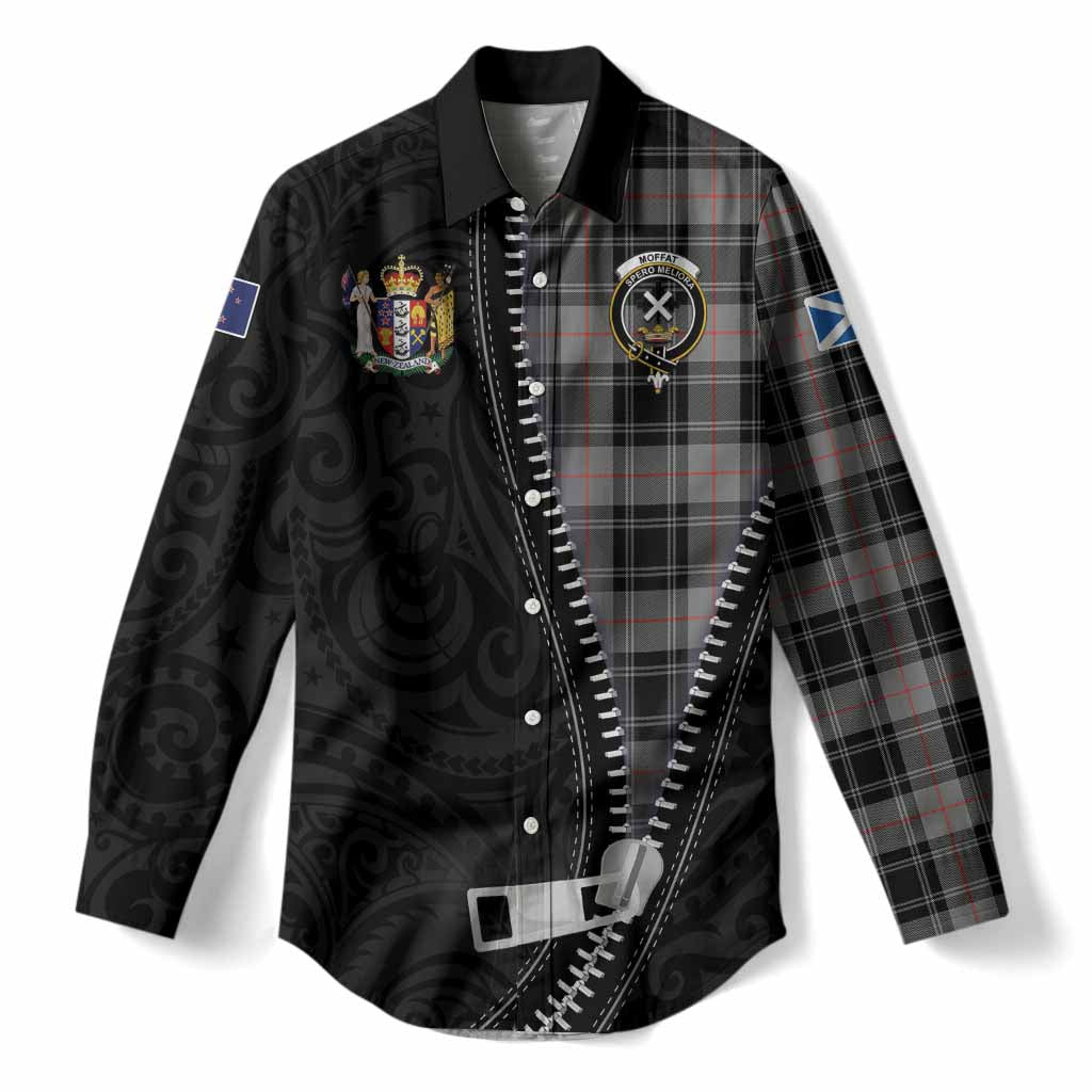 Moffat Tartan Women Casual Shirt New Zealand Pattern Unique Zipper Stylized