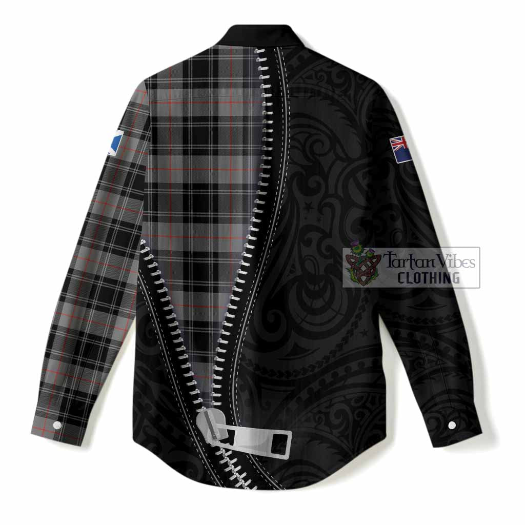 Moffat Tartan Women Casual Shirt New Zealand Pattern Unique Zipper Stylized