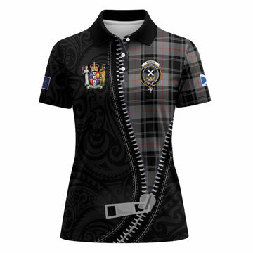 Moffat Tartan Women Polo Shirt New Zealand Pattern Unique Zipper Stylized