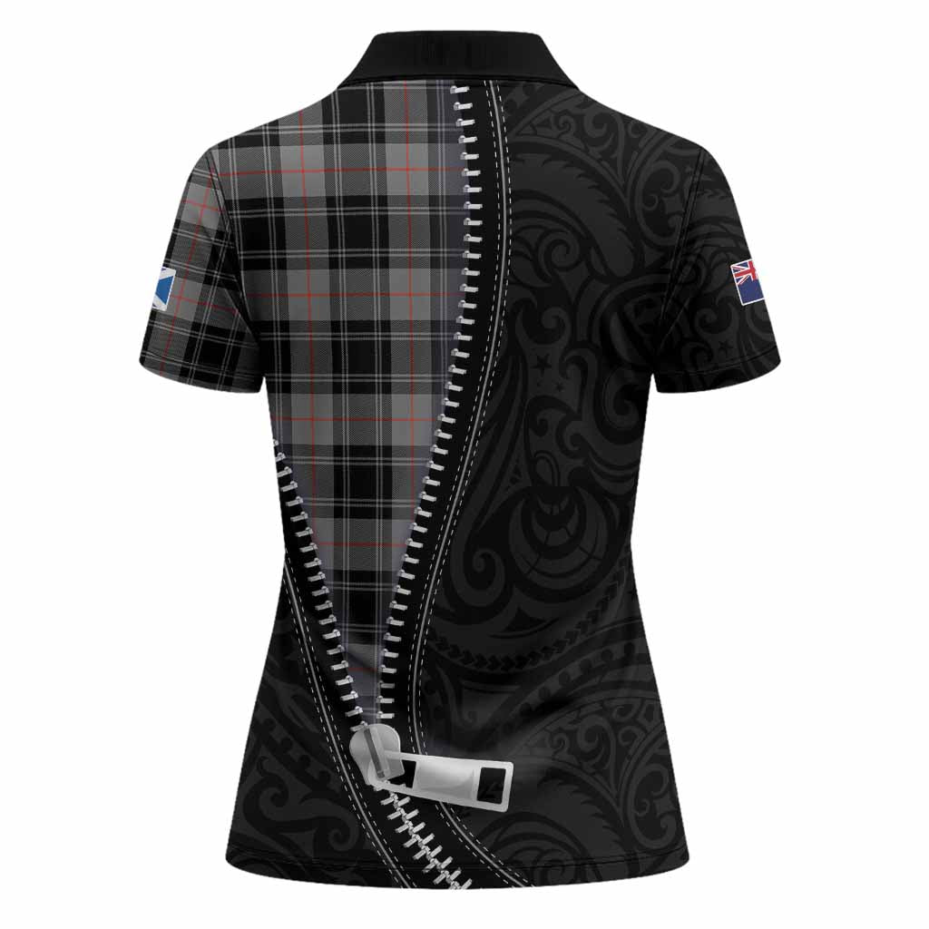 Moffat Tartan Women Polo Shirt New Zealand Pattern Unique Zipper Stylized