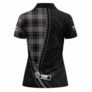 Moffat Tartan Women Polo Shirt New Zealand Pattern Unique Zipper Stylized