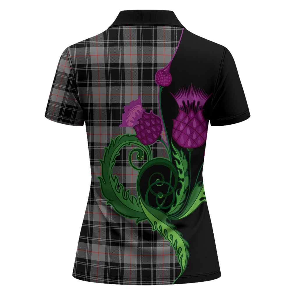 Moffat Tartan Women Polo Shirt Traditional Scottish Thistle