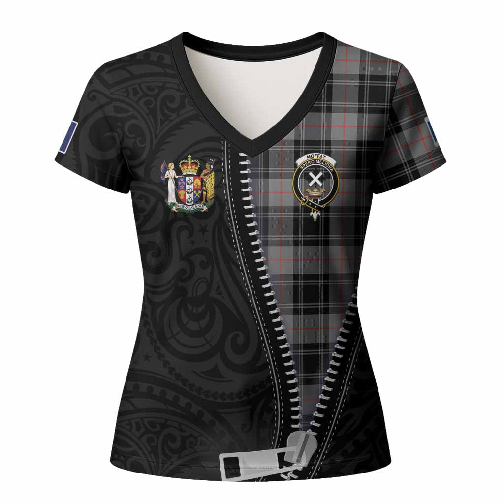 Moffat Tartan Women T shirt New Zealand Pattern Unique Zipper Stylized
