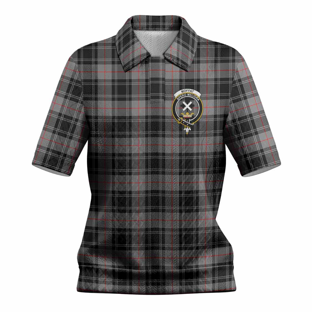 Moffat Tartan Women’s Polo Sweater Top with Family Crest