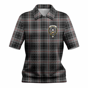 Moffat Tartan Women’s Polo Sweater Top with Family Crest