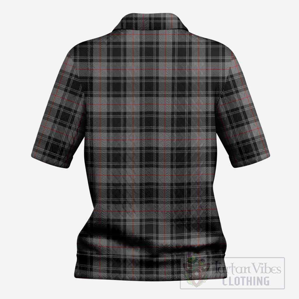 Moffat Tartan Women’s Polo Sweater Top with Family Crest