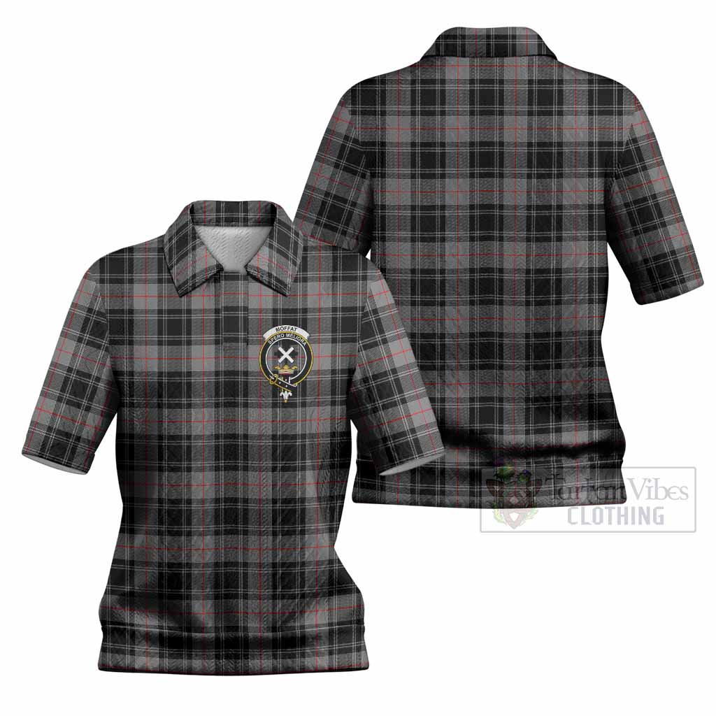 Moffat Tartan Women’s Polo Sweater Top with Family Crest