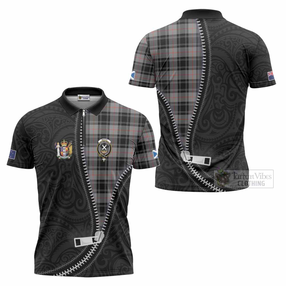 Moffat Tartan Zipper Polo Shirt New Zealand Pattern Unique Zipper Stylized