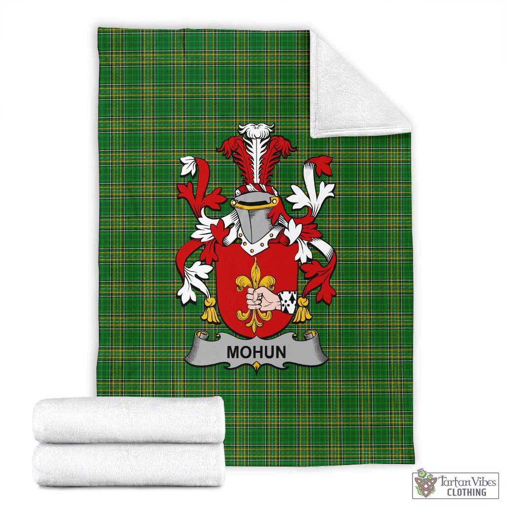 Tartan Vibes Clothing Mohun Irish Clan Tartan Blanket with Coat of Arms