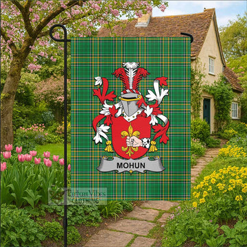 Mohun Irish Clan Tartan Garden Flag with Coat of Arms