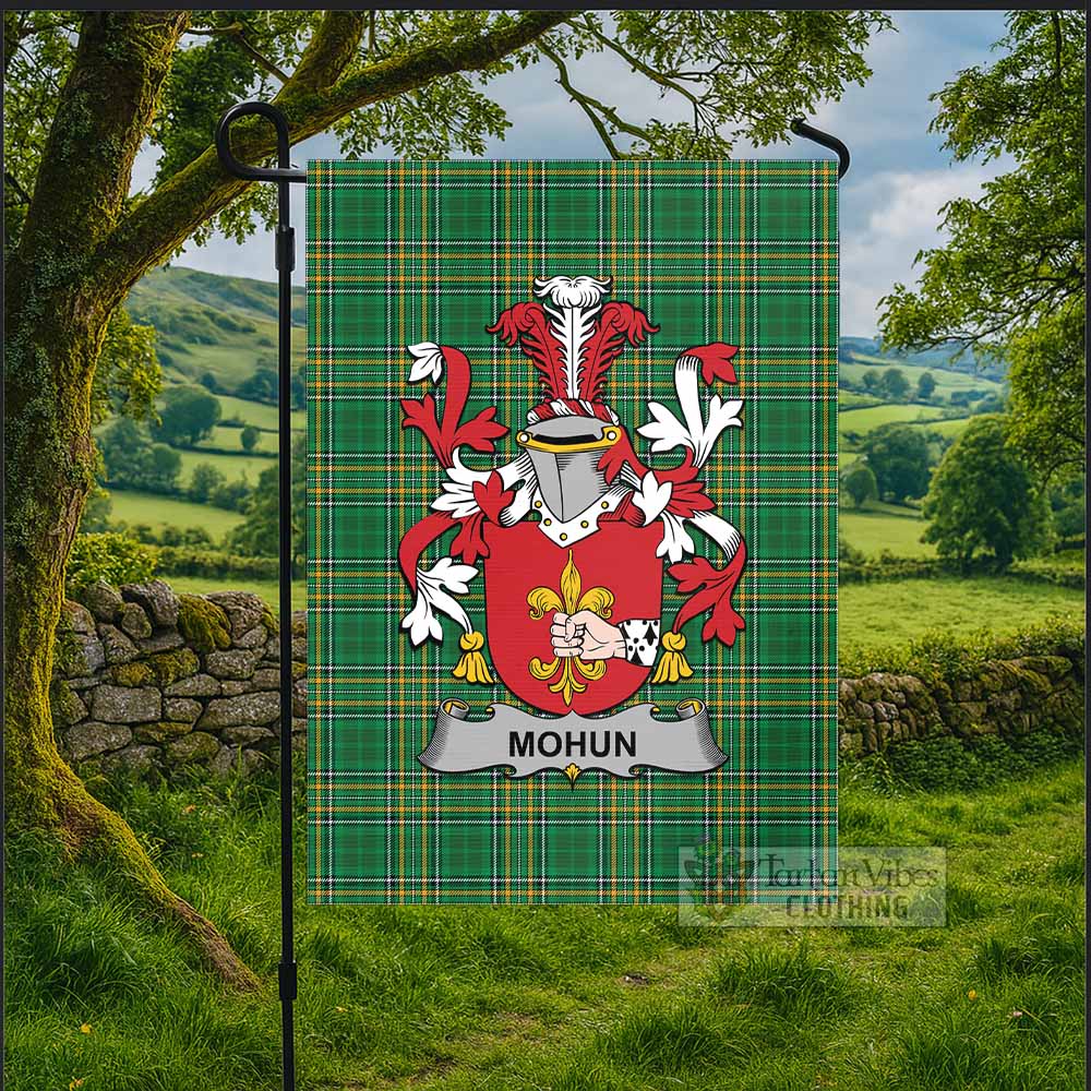 Mohun Irish Clan Tartan Flag with Coat of Arms