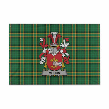 Mohun Irish Clan Tartan House Flag with Coat of Arms