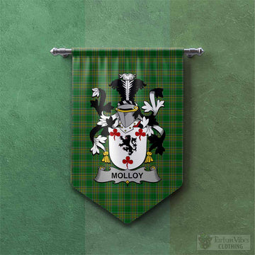 Molloy Irish Clan Tartan Gonfalon, Tartan Banner with Coat of Arms