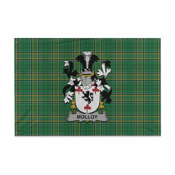 Molloy Irish Clan Tartan House Flag with Coat of Arms