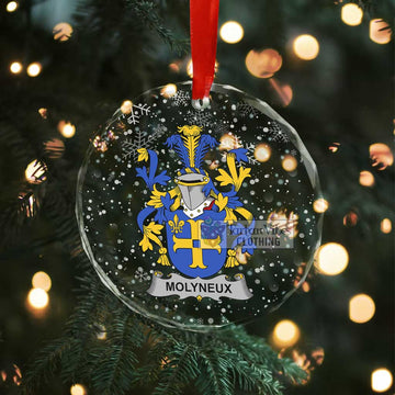 Tartan Vibes Clothing Molyneux Irish Clan Christmas Glass Ornament with Coat of Arms
