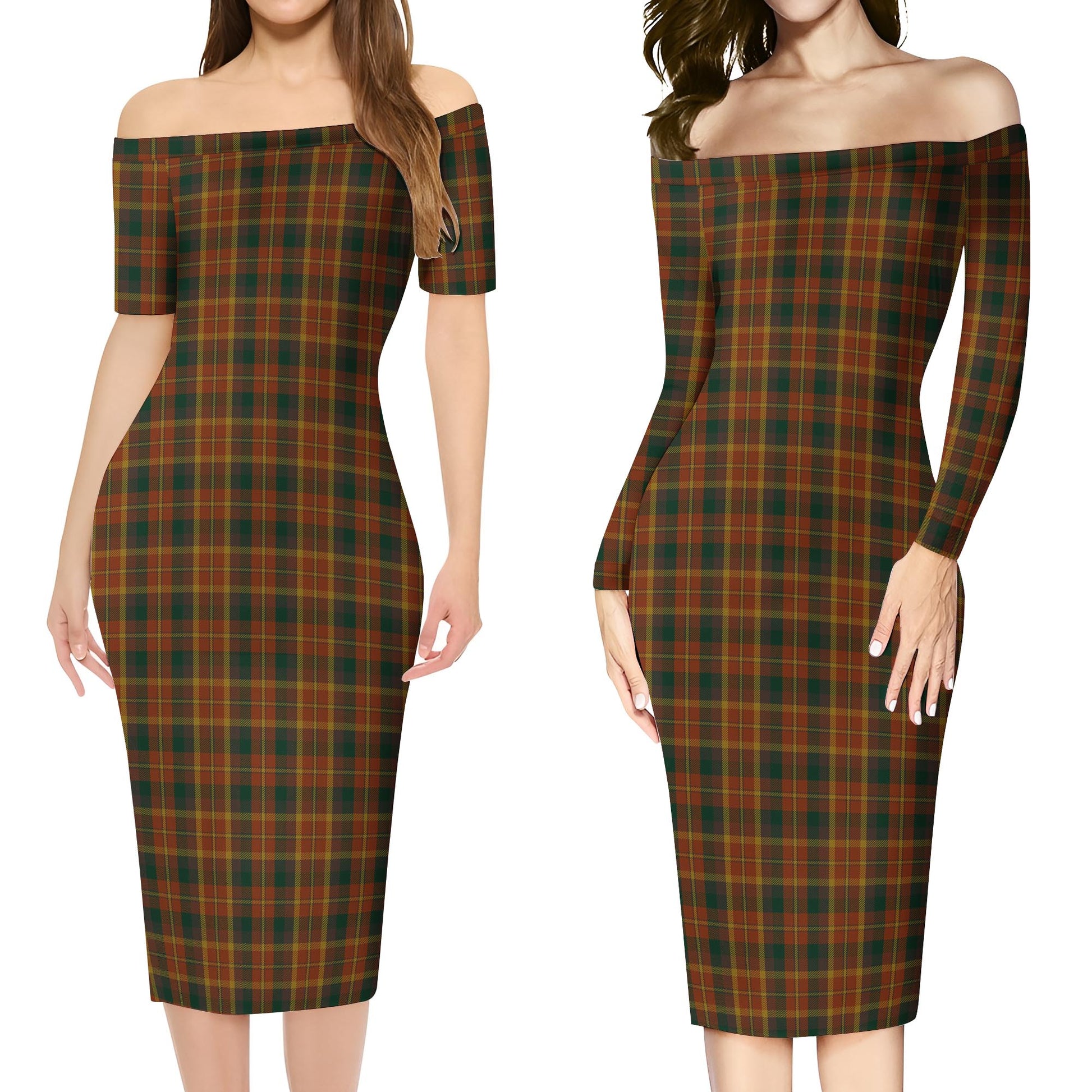 Monaghan County Ireland Tartan Off Shoulder Lady Dress Women's Dress - Tartanvibesclothing