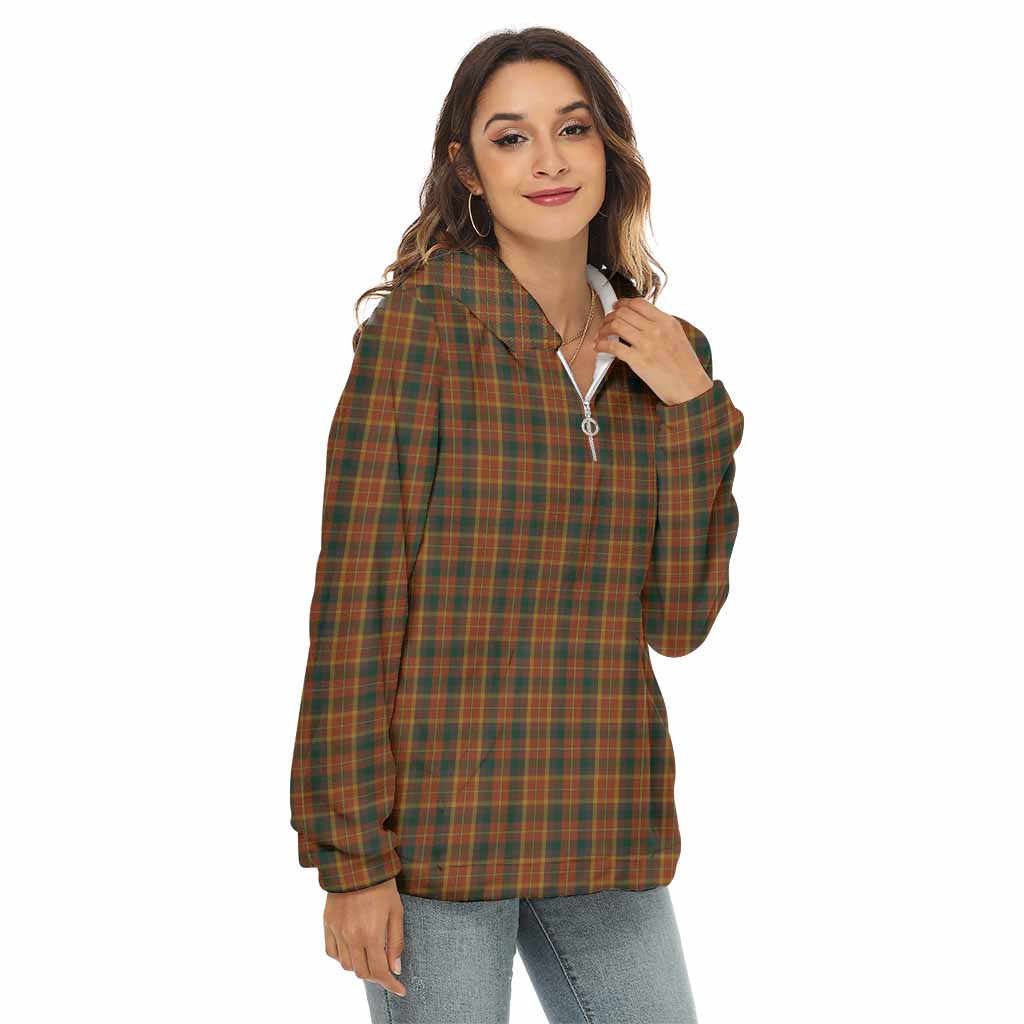 Tartan Vibes Clothing Monaghan County Ireland Tartan Women's Borg  Half Zip Fleece Hoodie