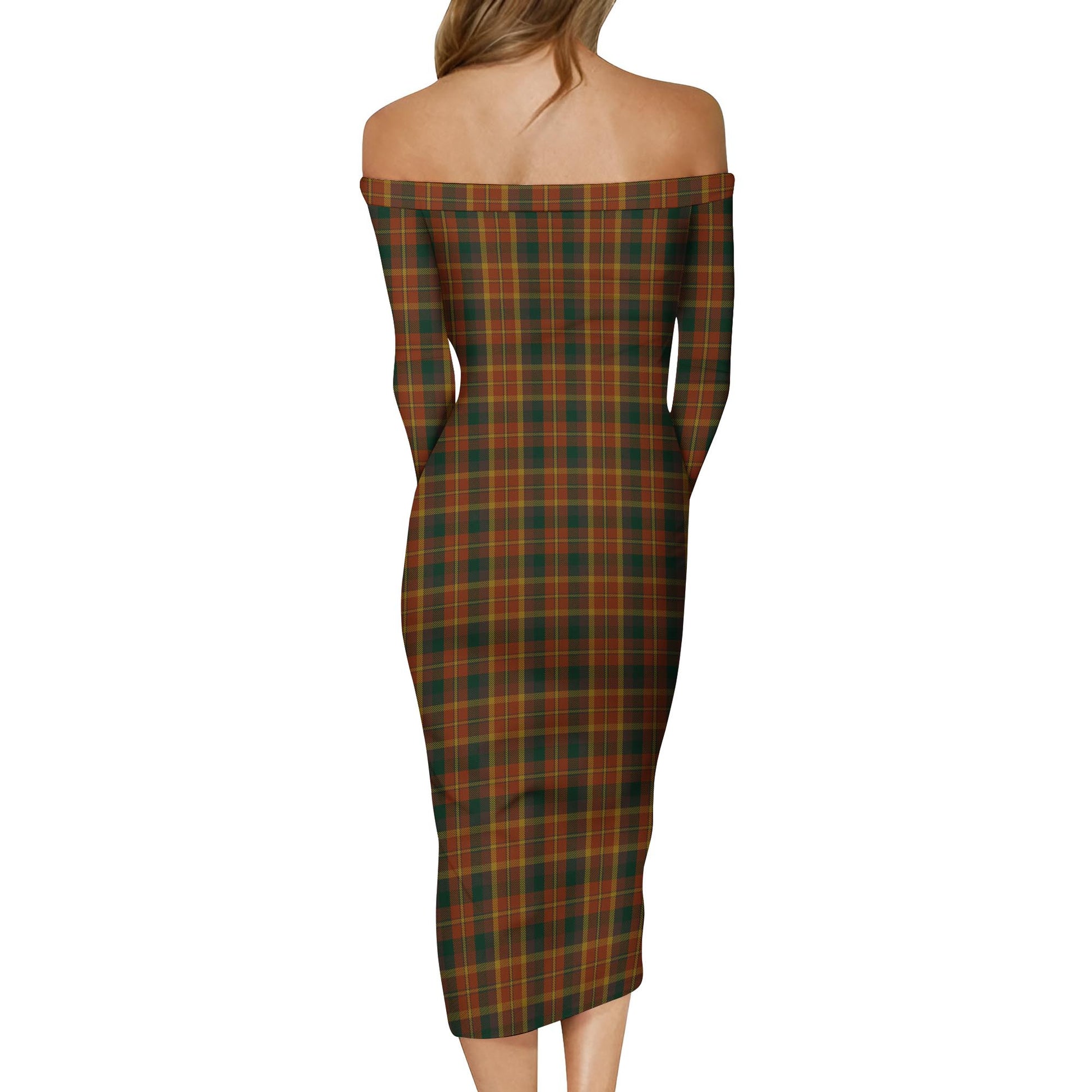 Monaghan County Ireland Tartan Off Shoulder Lady Dress - Tartanvibesclothing