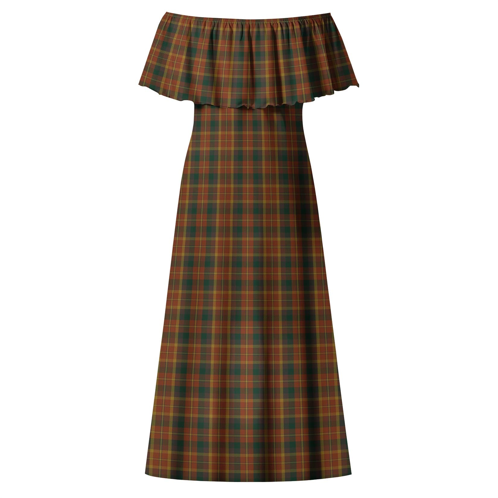 Monaghan County Ireland Tartan Off Shoulder Long Dress - Tartan Vibes Clothing