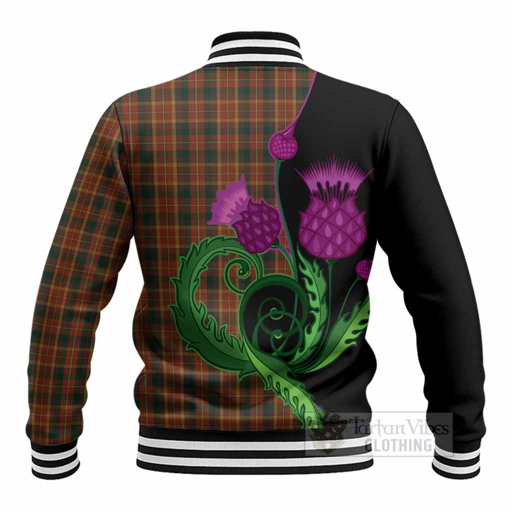 Monaghan County Ireland Tartan Baseball Jacket Traditional Scottish Thistle