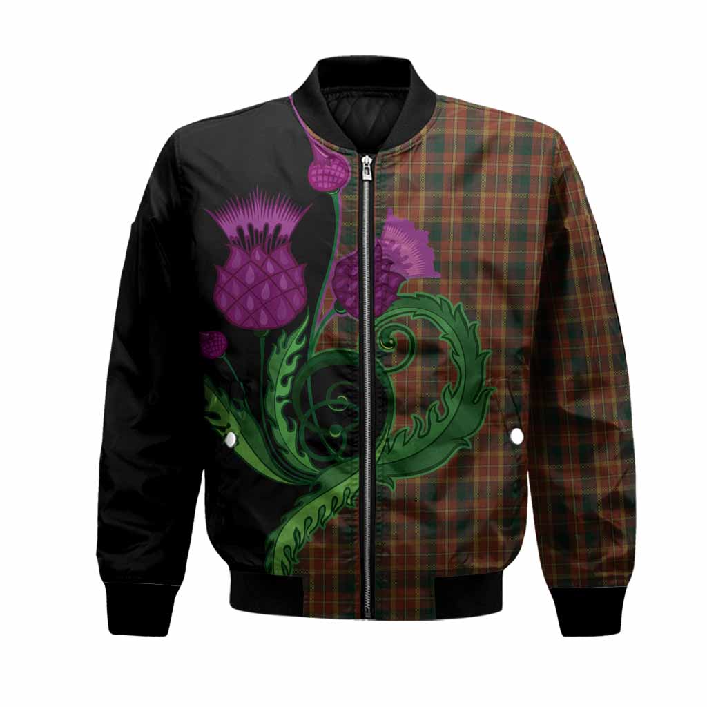 Monaghan County Ireland Tartan Bomber Jacket Traditional Scottish Thistle