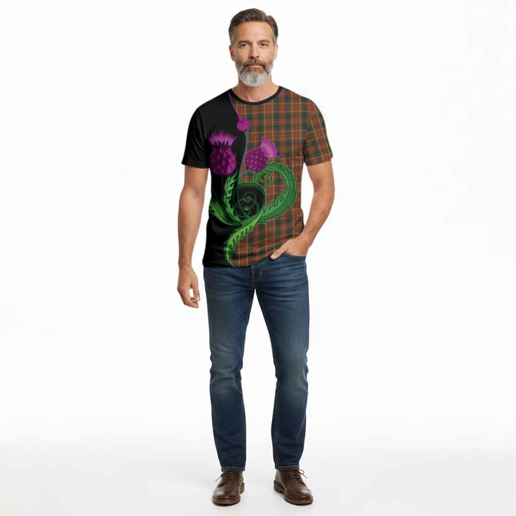 Monaghan County Ireland Tartan Cotton T-shirt Traditional Scottish Thistle