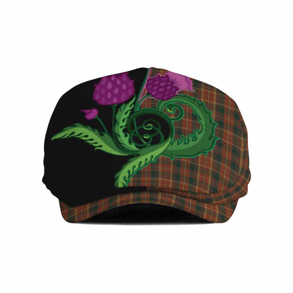 Monaghan County Ireland Tartan Flat Cap, Jeff Cap Traditional Scottish Thistle