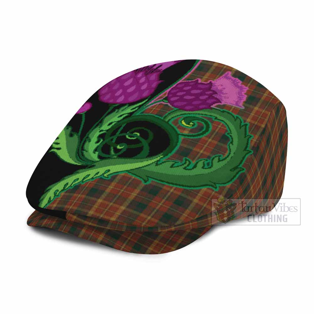 Monaghan County Ireland Tartan Flat Cap, Jeff Cap Traditional Scottish Thistle