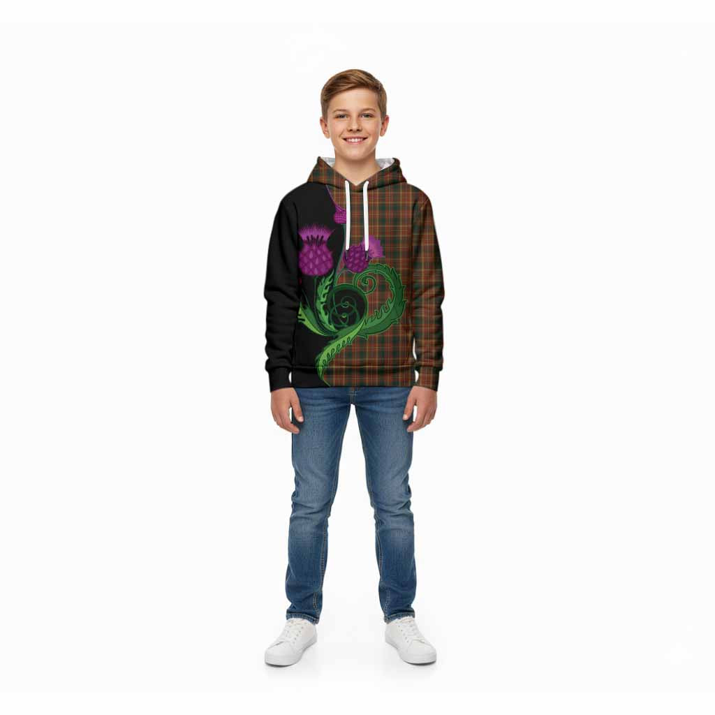 Monaghan County Ireland Tartan Kid Hoodie Traditional Scottish Thistle