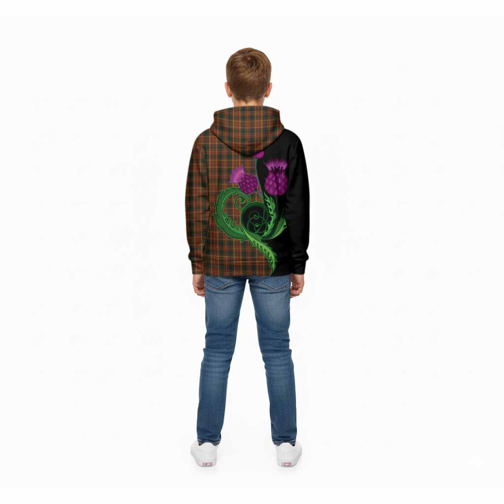 Monaghan County Ireland Tartan Kid Hoodie Traditional Scottish Thistle