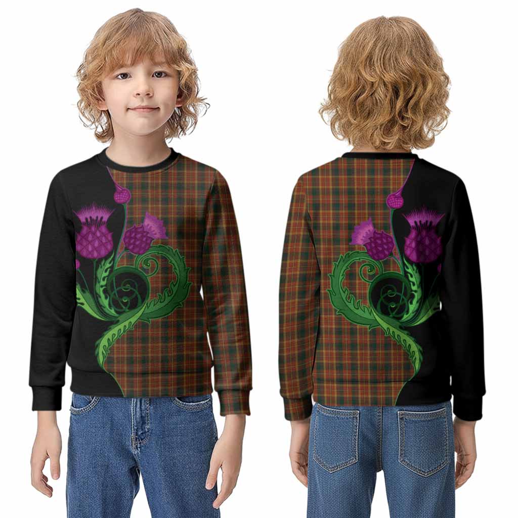 Monaghan County Ireland Tartan Kid Knitted Sweatshirt Traditional Scottish Thistle
