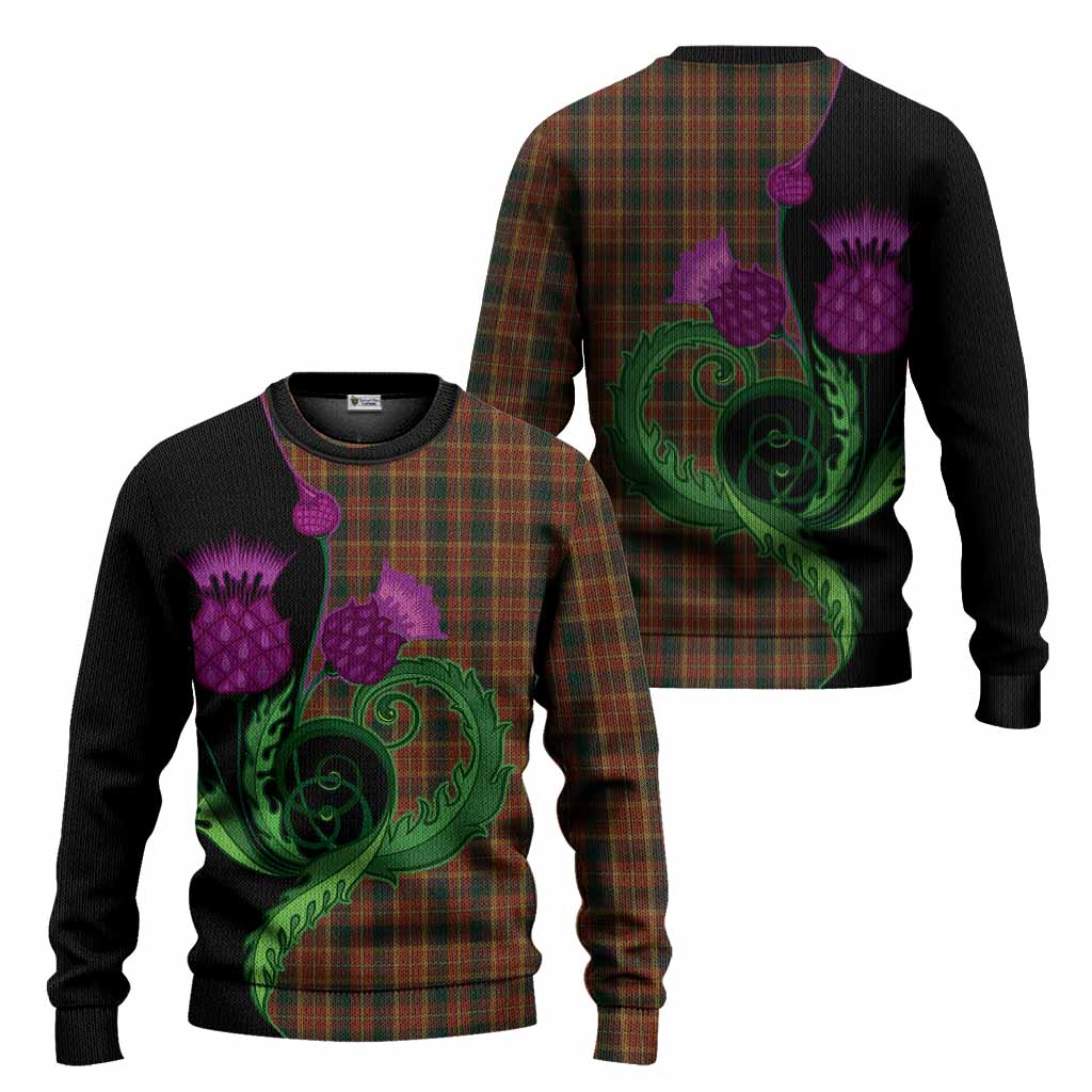Monaghan County Ireland Tartan Knitted Sweater Traditional Scottish Thistle