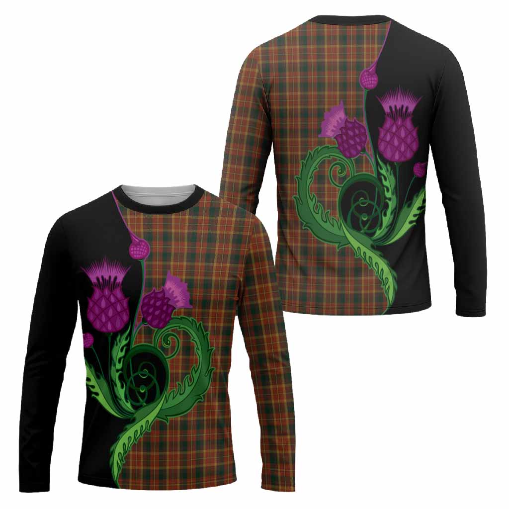 Monaghan County Ireland Tartan Long Sleeve T-Shirt Traditional Scottish Thistle