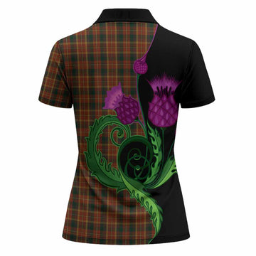 Monaghan County Ireland Tartan Women Polo Shirt Traditional Scottish Thistle
