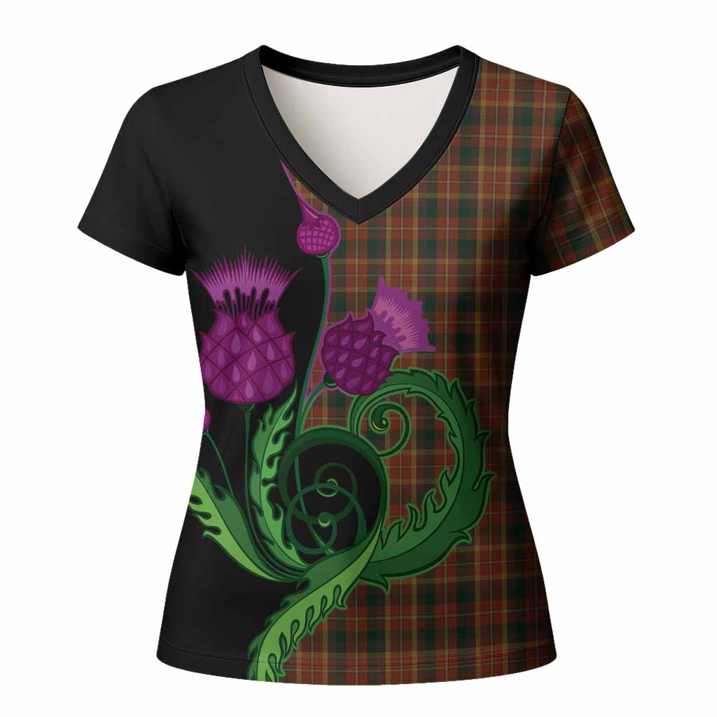 Monaghan County Ireland Tartan Women T shirt Traditional Scottish Thistle