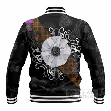 Monaghan Tartan Baseball Jacket Jacobite White Rose - Tartan Vibes Clothing