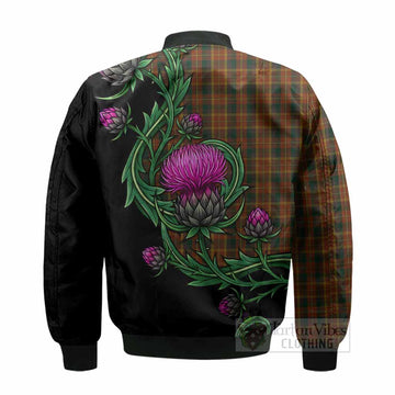 Monaghan Tartan Bomber Jacket Resilient Scottish Thistle - Tartan Vibes Clothing