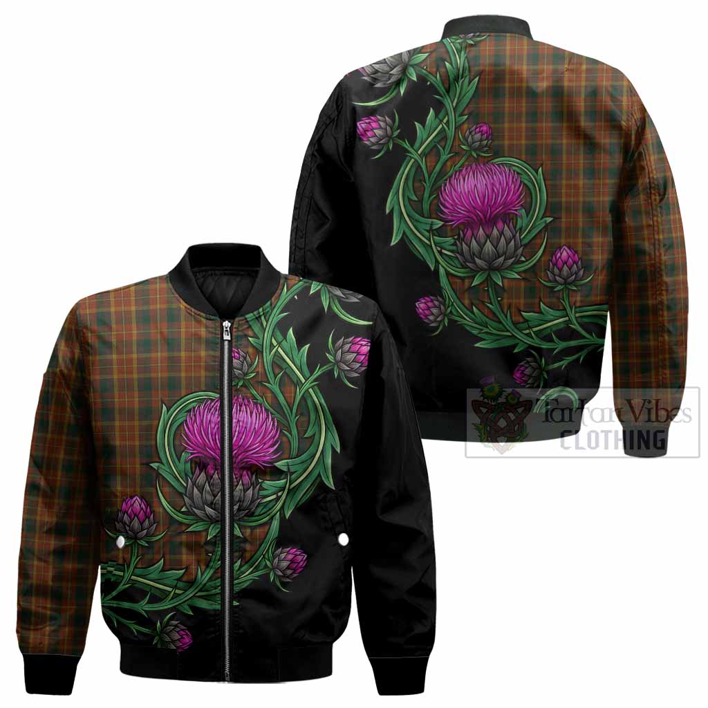 Monaghan Tartan Bomber Jacket Resilient Scottish Thistle - Tartan Vibes Clothing