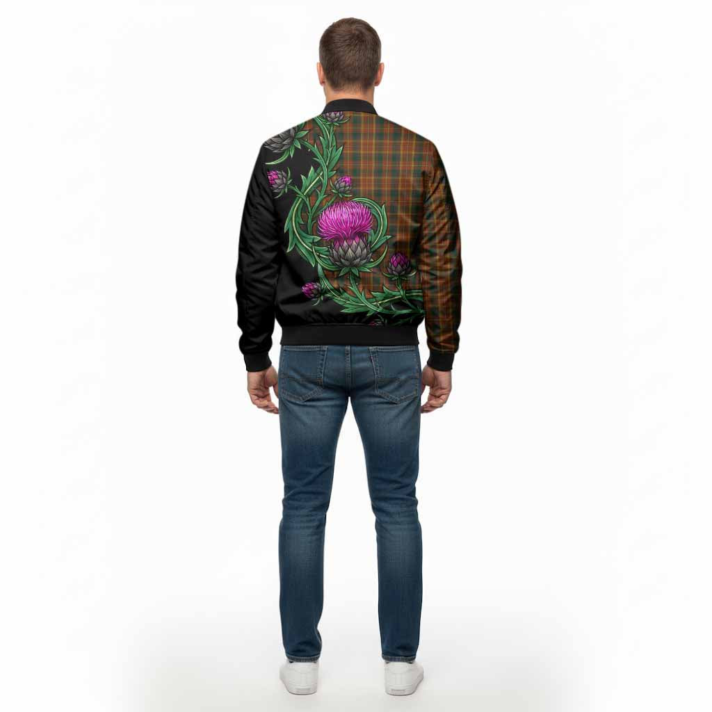 Monaghan Tartan Bomber Jacket Resilient Scottish Thistle - Tartan Vibes Clothing