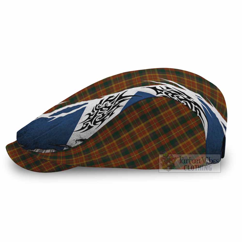 Monaghan Tartan Flat Cap, Jeff Cap Scotland Flag Ripped Tribal Design