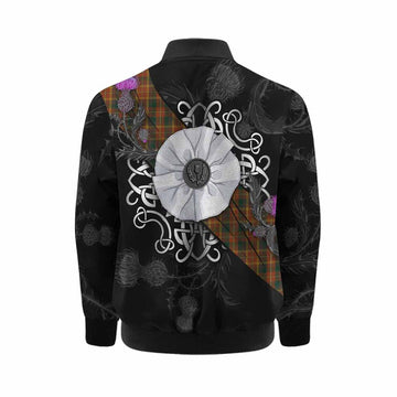 Monaghan Tartan Kid Bomber Jacket Jacobite White Rose Kid - Tartan Vibes Clothing