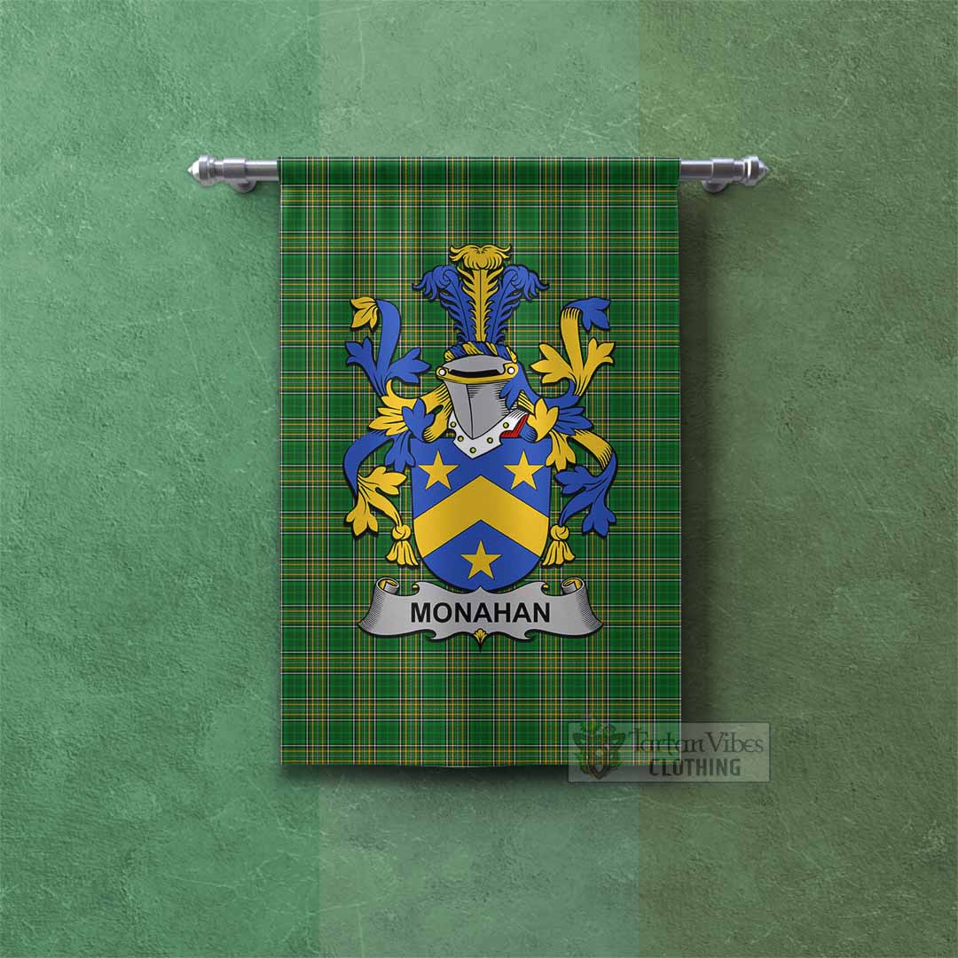 Monahan Irish Clan Tartan Gonfalon, Tartan Banner with Coat of Arms Rectangle - Tartan Vibes Clothing