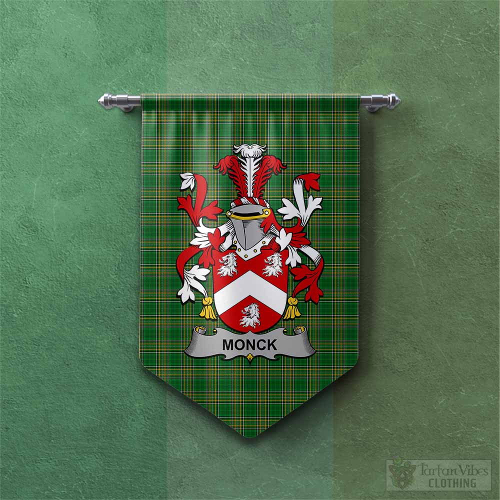 Tartan Vibes Clothing Monck Irish Clan Tartan Gonfalon, Tartan Banner with Coat of Arms